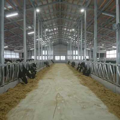 愛媛県の酪農牧場・小野田牧場の餌槽とサイクロンファン施工例