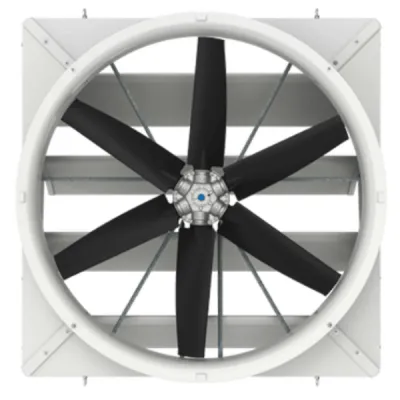 牛舎の換気に使用するサイクロンファン（TOPCOOL製）