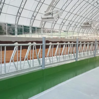 香川県の酪農牧場・大一牧場の餌槽とサイクロンファン施工例